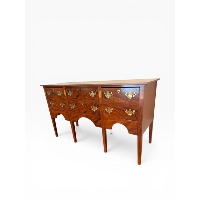 Chippendale Early 20th Century Federal Revival Flame Mahogany Sideboard With Inlay For Sale - Image 3 of 18