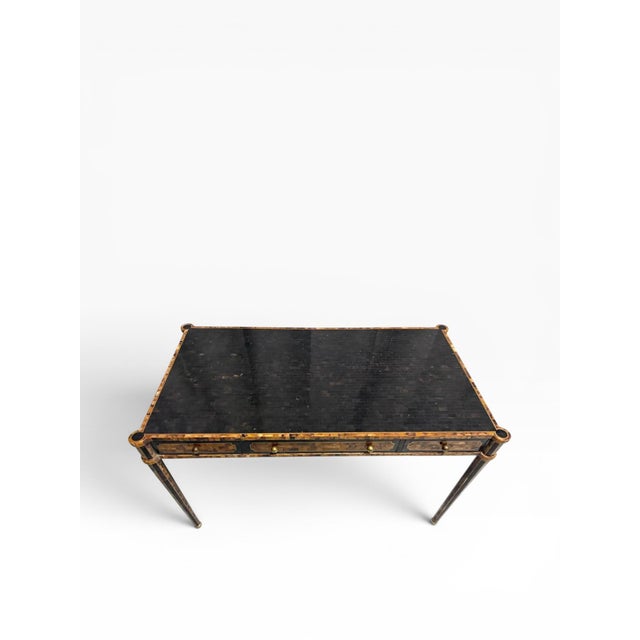 Brown 1980s Maitland-Smith Faux Tortoiseshell Writing Desk For Sale - Image 8 of 12