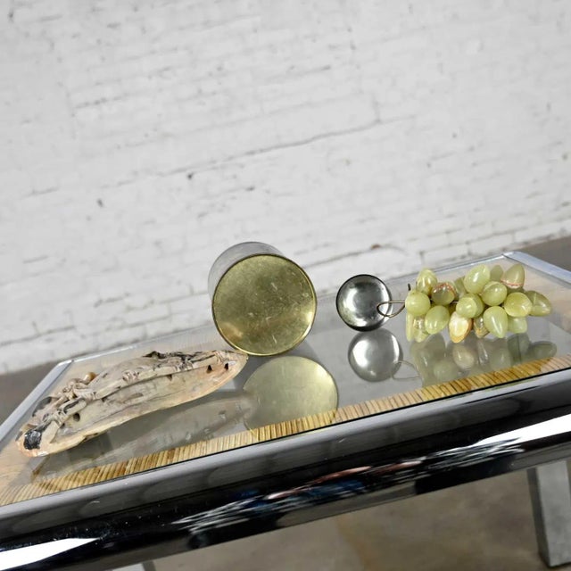 Chinoiserie Vignette Including Soap Stone Carving Tin Tea Canister & Jade Color Stone Grapes For Sale - Image 6 of 12