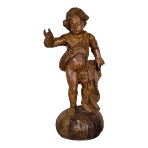 Antique Italian Wood Carved Angel