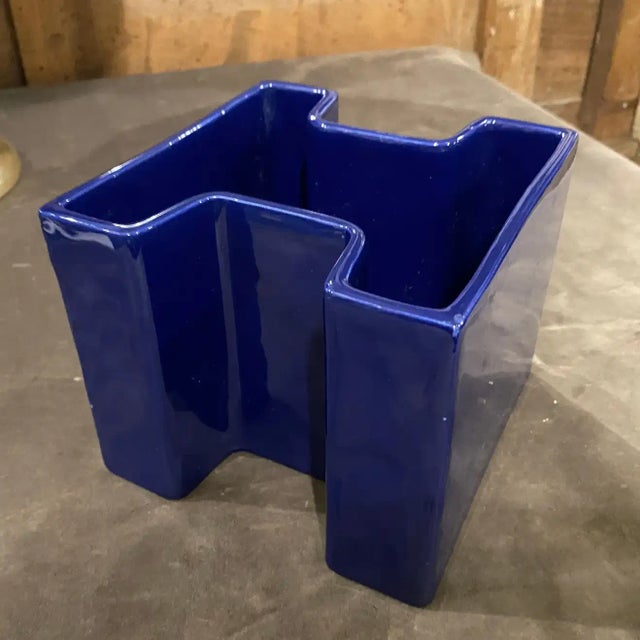 1969 Space Age Blue Vetrochina Italian Vase For Sale - Image 9 of 11