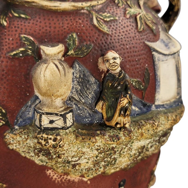Maiolica Vase with Chinoiserie Relief, 1860-1880 For Sale - Image 16 of 18