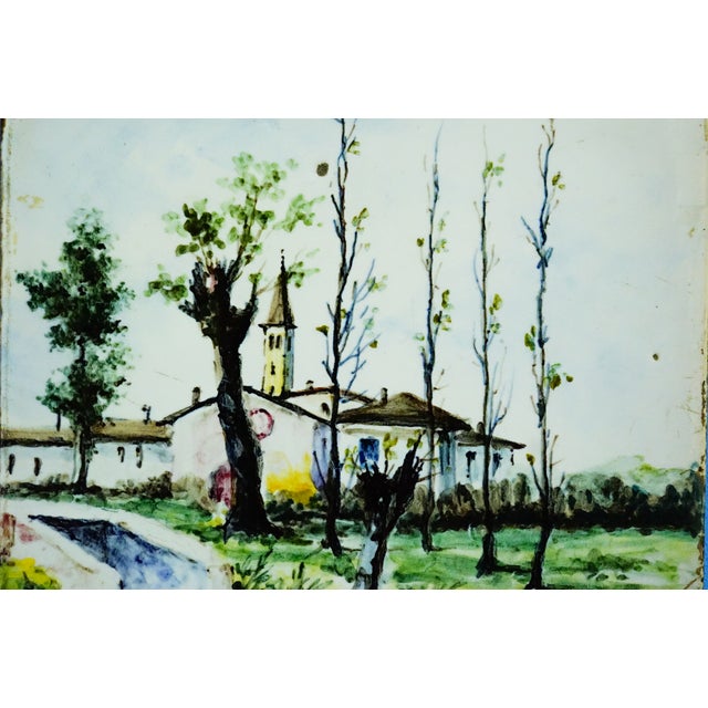 Roman Ceramic Tiles with Painted Landscape, Monterotondo, 1940s, Set of 3 For Sale - Image 6 of 18