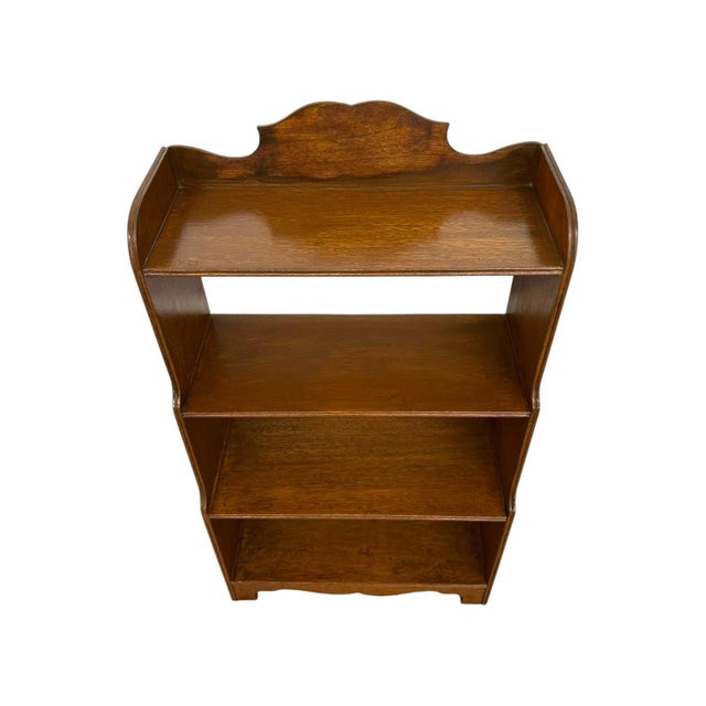 Wood Vintage 4-Tier Solid Wood Bookshelf – Antique Style Scalloped Bookcase and Display Shelf For Sale - Image 7 of 7