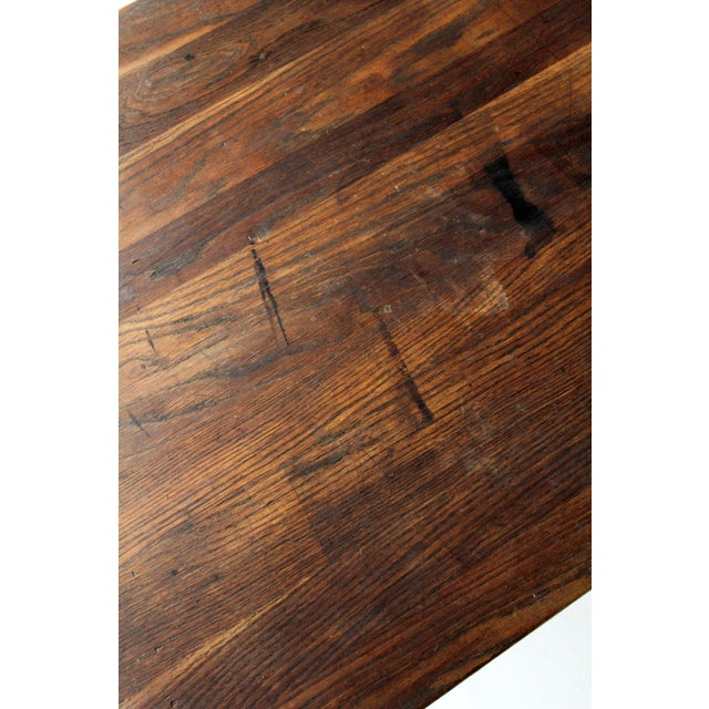 Antique Oak Schoolhouse Work Table For Sale - Image 10 of 18