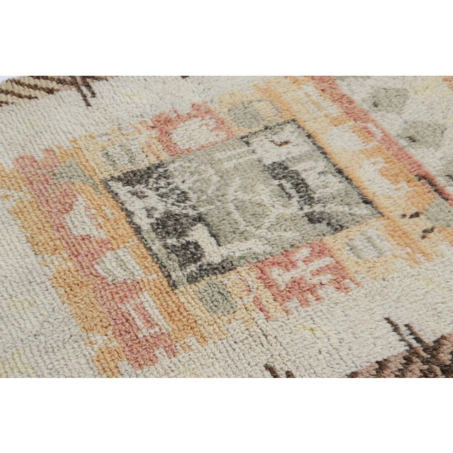 Rug & Kilim Vintage Swedish Rya Rug, Pictorial Folk Motifs & Geometric Borders - Rug & Kilim For Sale - Image 4 of 8