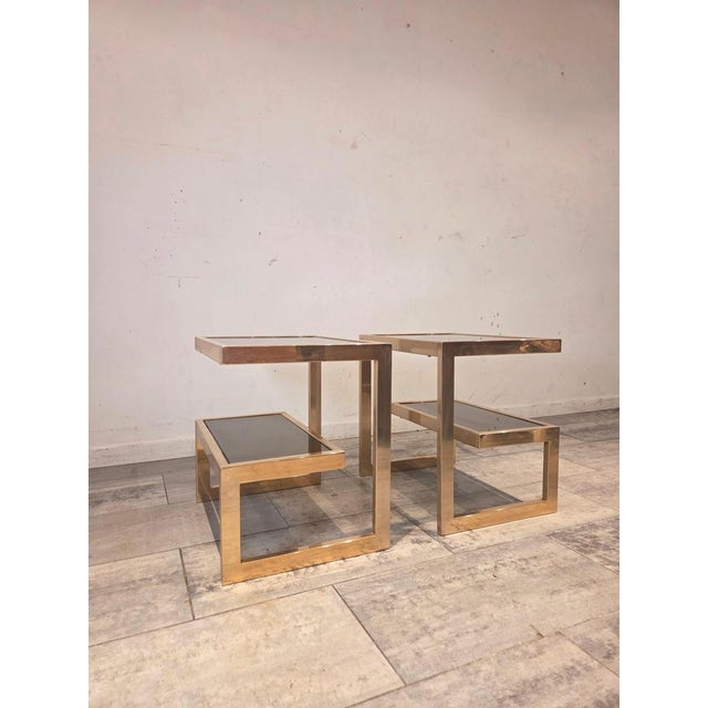 Gold 23 Karat G Side Tables from Belgo Chrome, 1980, Set of 2 For Sale - Image 6 of 8
