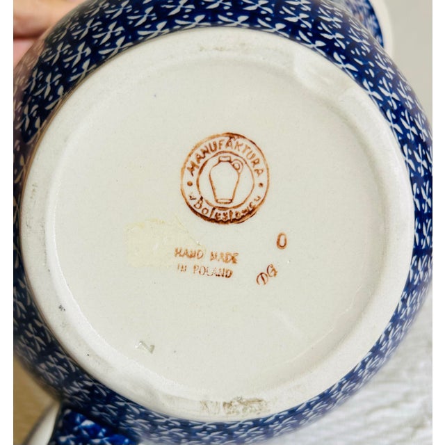 Ceramic Vintage Polish Pottery Stoneware Batter Bowl With Pouring Spout For Sale - Image 7 of 7
