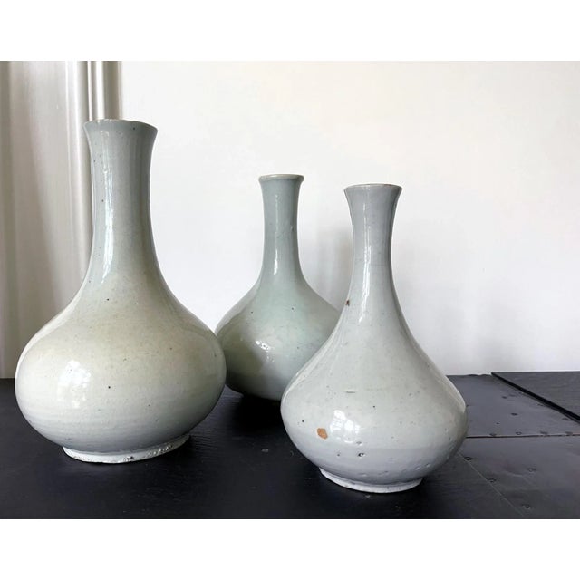 Asian Antique Large Antique White Glazed Bottle Vase Korean Ceramic Joseon Dynasty For Sale - Image 3 of 13