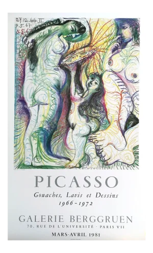 Large Pablo Picasso -Trois Nus a La Toilette - Art Gallery Berggruen in Paris 1983