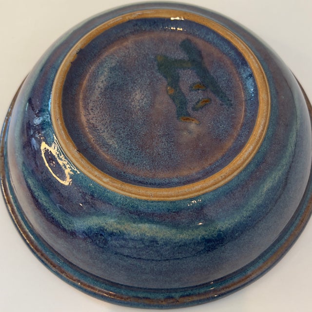 Vintage Studio Art Pottery Stoneware Seafoam Blue Dungeness Crab Signed Jeff Tinius Storm Lake Pottery Casserole Covered Dish For Sale - Image 12 of 14