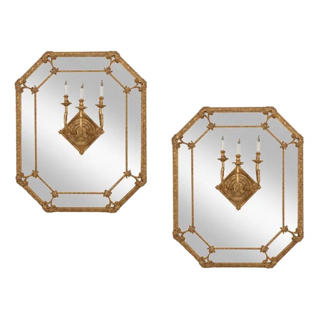 Louis XIV Style Mirrors in Gilded Wood, 1880s, Set of 2 For Sale