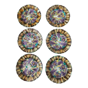 1960s Italian Hand Painted Floral Dinner Plates- a Set of 6