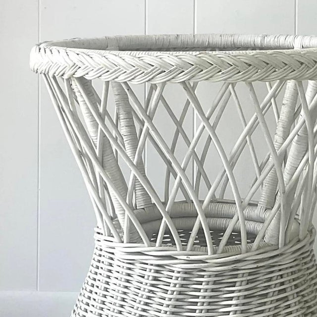 Late 20th Century Vintage Coastal Rattan Dining Table Pedestal For Sale - Image 13 of 16