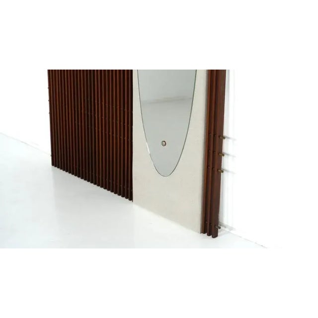 Mid-Century Modern Wall Coat Rack with Integrated Mirror, Italy, 1970s For Sale - Image 4 of 15