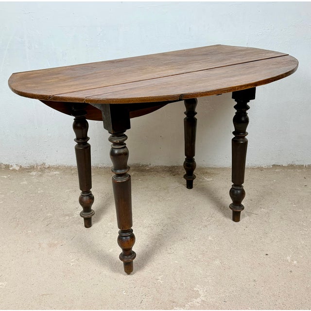 Spanish Wood Drop-Leaf Dining Table with Turned Legs, 1920 For Sale - Image 14 of 15