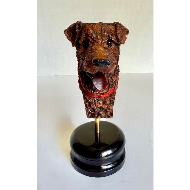 Vintage Hand-Painted Dog Terrier Bust on Stand by Arte Romera, Made in Spain For Sale - Image 11 of 11