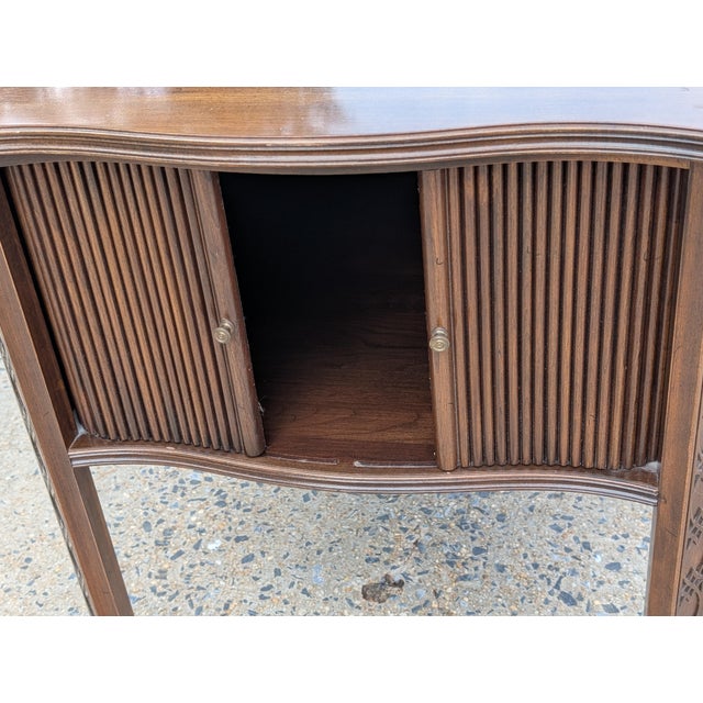 1980s Ethan Allen Nightstand End Table Cabinet Sliding Pocket Doors For Sale - Image 11 of 11