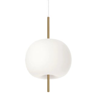 Small 'Kushi' Opaline Glass and Brass Suspension Lamp for Kdln For Sale