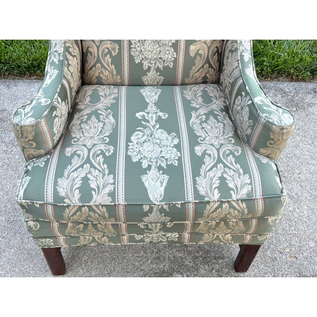 1950s Neoclassical Upholstered Wingback Chair For Sale - Image 9 of 11