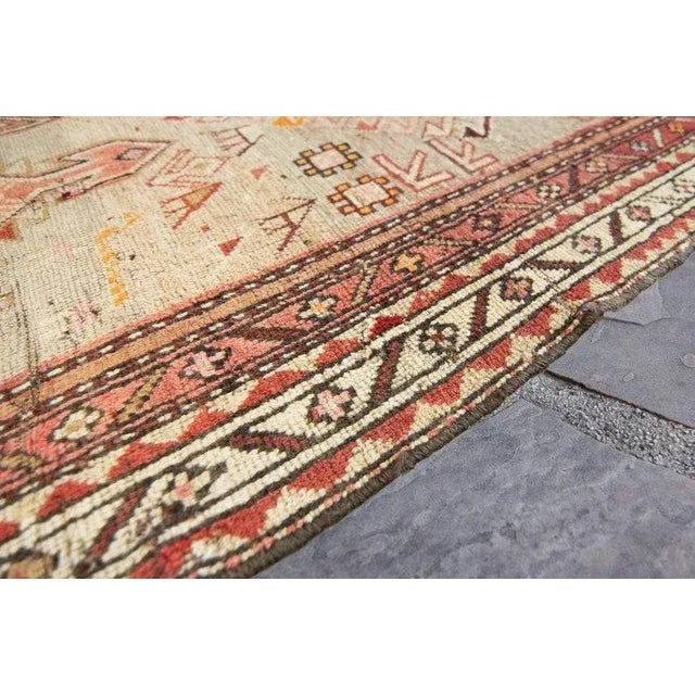 1910s Antique Armenian Karabagh Medallion Geometric Botanical Red Brown Hand-Knotted Wool Pile Rug - 3’9” X 8’6” For Sale In Los Angeles - Image 6 of 10