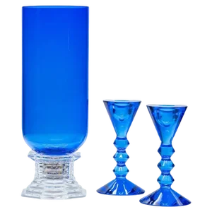 Sky Blue Crystal Items from Baccarat, France, 1999, Set of 3