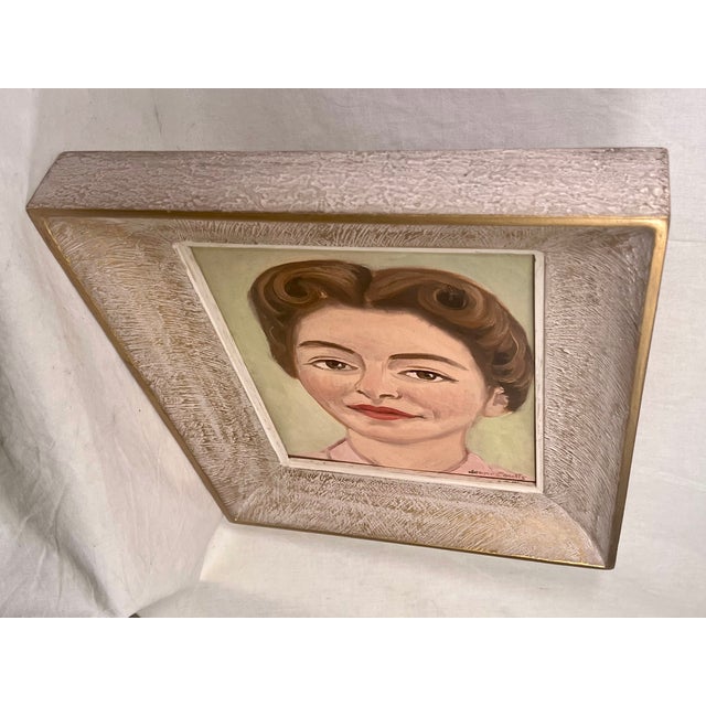 Mid 20th Century Mid-Century Female Portrait Painting by Jean Coulls - Framed For Sale - Image 5 of 9