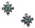 1990s Pair of Flower Motif Stud Earrings With Diamonds, Emeralds & Tanzanite Gemstones For Sale