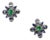 Flower Motif Stud Earrings With Diamonds, Emeralds & Tanzanite Gemstones For Sale