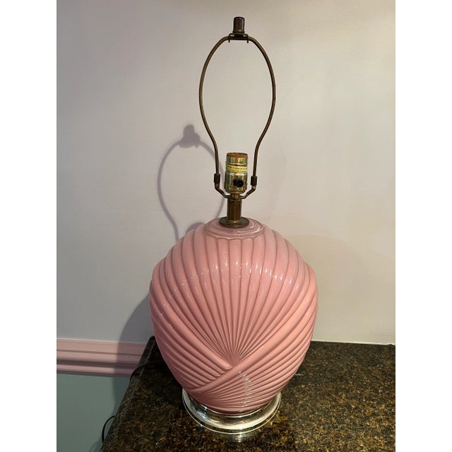 1980 Art Deco Shell Style Pink Table Lamp For Sale - Image 10 of 10