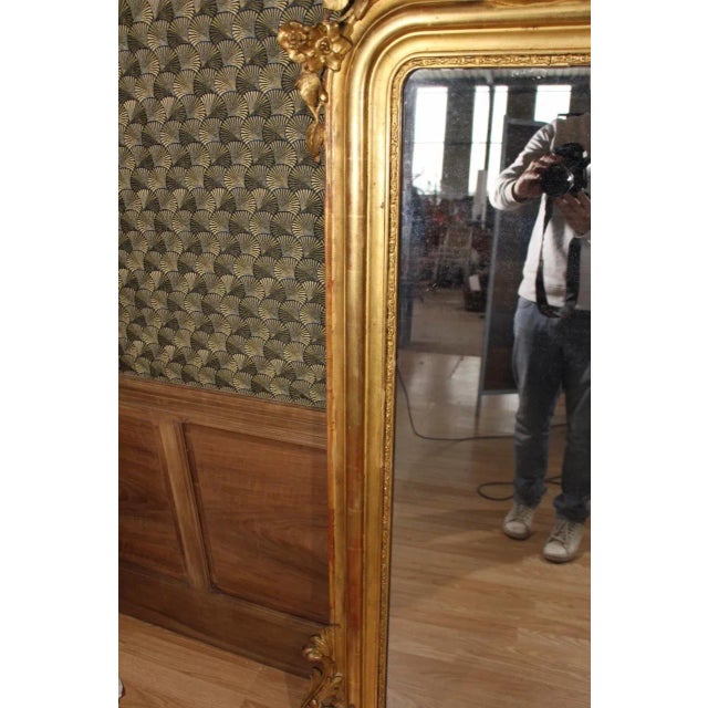Louis Philippe Mirror in Golden Wood Frame For Sale - Image 6 of 11