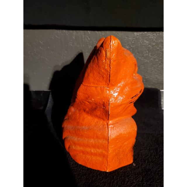 Vintage Molded Papier-Mâché Halloween Orange Cat Candy Container / Lantern For Sale In Los Angeles - Image 6 of 11
