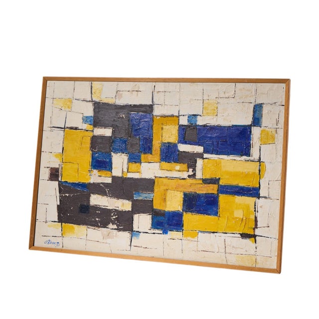 Mid-Century Modern Alf Kahn Mid Century Signed 1970 Swedish Oil on Canvas Painting For Sale - Image 3 of 4