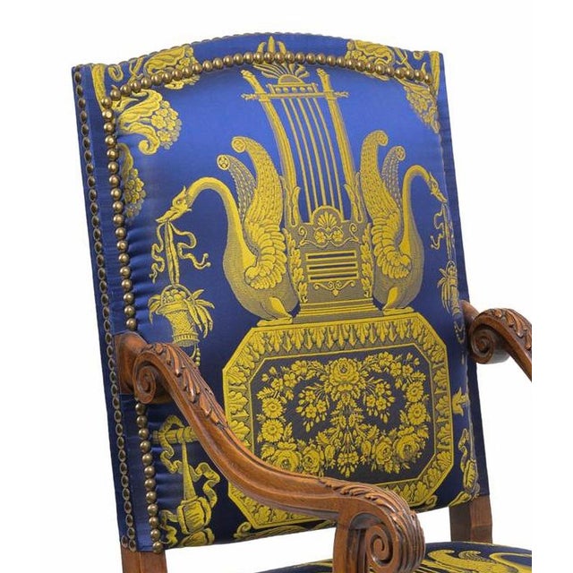 19th-Century Neoclassical French Walnut Armchair For Sale - Image 4 of 6