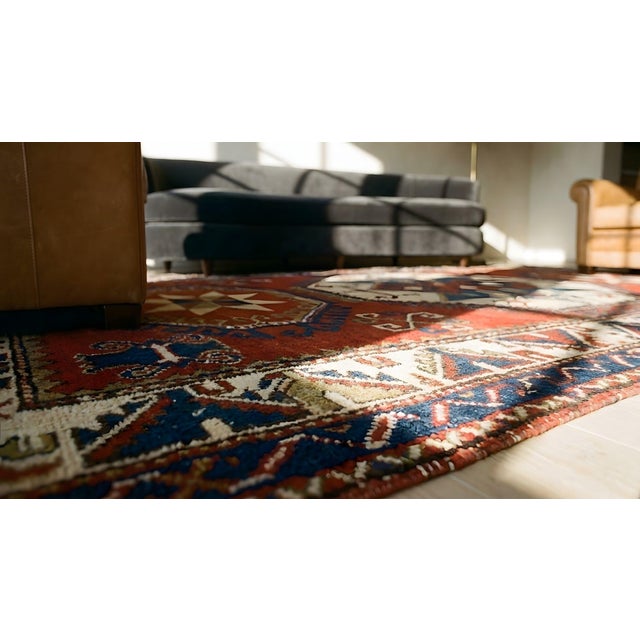Awesome Red and Ivory Color With Geometric Design Antique Caucasian Rug For Sale In New York - Image 6 of 7