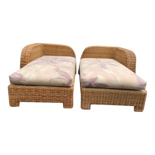 Vintage Rattan Wicker Lounges - a Pair For Sale
