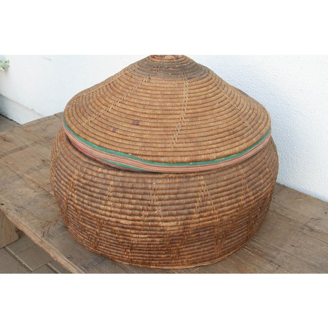 30"Dm Large Antique Nomadic Storage Basket For Sale - Image 9 of 11