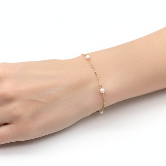 Vintage 14k Gold and Cultured Pearl Bracelet For Sale In Los Angeles - Image 6 of 6