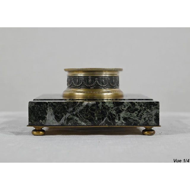 Metal Inkwell with the Virgin in Bronze and Marble, Late 19th Century For Sale - Image 7 of 16