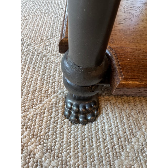 Two Tiered Oak Coffee Table With Iron Frame and Claw Foot Legs For Sale - Image 13 of 16