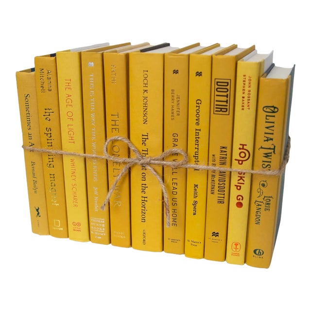 Decorative Books - Saffron Book Bundle - 1 Foot of Yellow Books For Sale