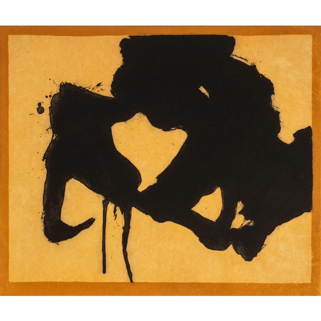 Robert Motherwell (American, 1915-1991), "At the Edge", Etching and Aquatint on Auvergne a la Main Richard de Bas Handmade...