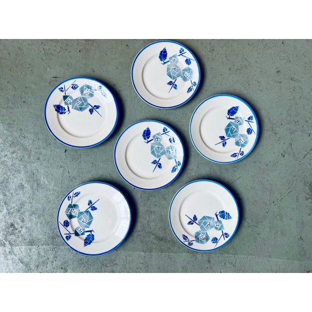 Art Deco Prado Dessert Plates in Earthenware from K&G Lunéville, 1940s, Set of 6 For Sale - Image 6 of 6