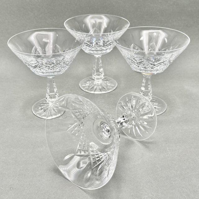Waterford Crystal Vintage Set of 4 Waterford Crystal Lismore Champagne Coupe Glasses For Sale - Image 4 of 10