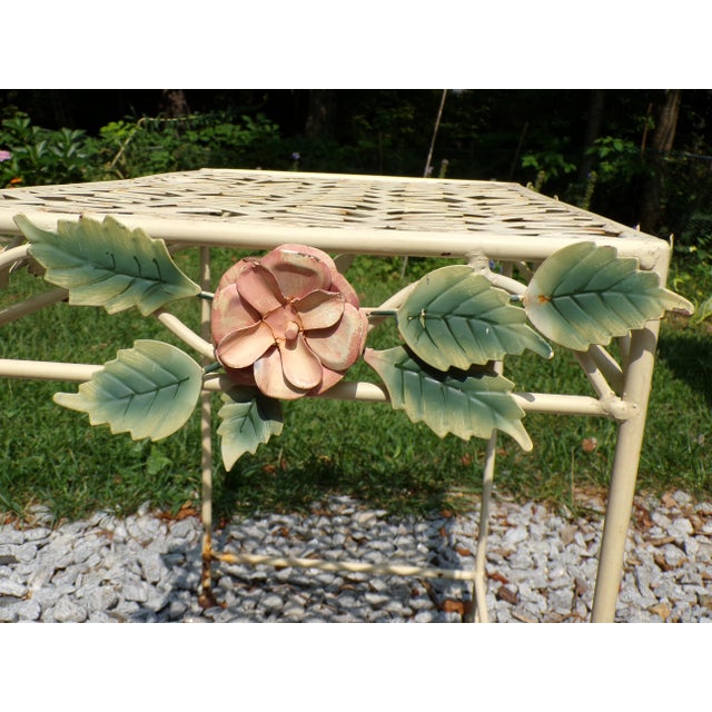 Vintage Tole Metal Wrought Iron Patio Side End Table Garden Plant Stand For Sale - Image 12 of 14
