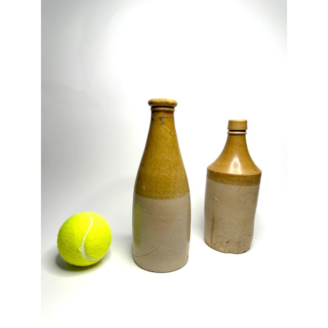 English Traditional Glazed Stoneware Ale Bottles, a Pair For Sale In Houston - Image 6 of 10