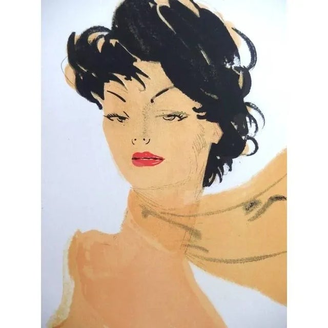 Original Lithograph by Jean-Gabriel Domergue Title: Dark Hair Lady with a Scarf Signed Dimensions: 40 x 31 cm 1956 Edition...