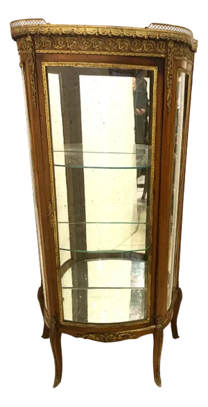 20th Century Napoleon III Display Cabinet in Mahogany and Chiseled Bronze