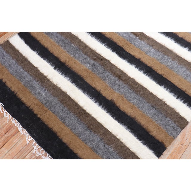 Early 21st Century Striped Turkish Mohair Rug - 5'3" x 6'7" For Sale - Image 17 of 18