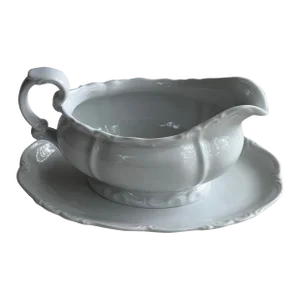 White Bavaria Edelstein Maria Theresia Gravy Boat With Attached Underplate